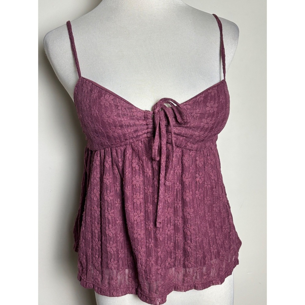 NOBO Womens Babydoll Cami Top XXS Purple Boho Festival Floral Lace Coquette